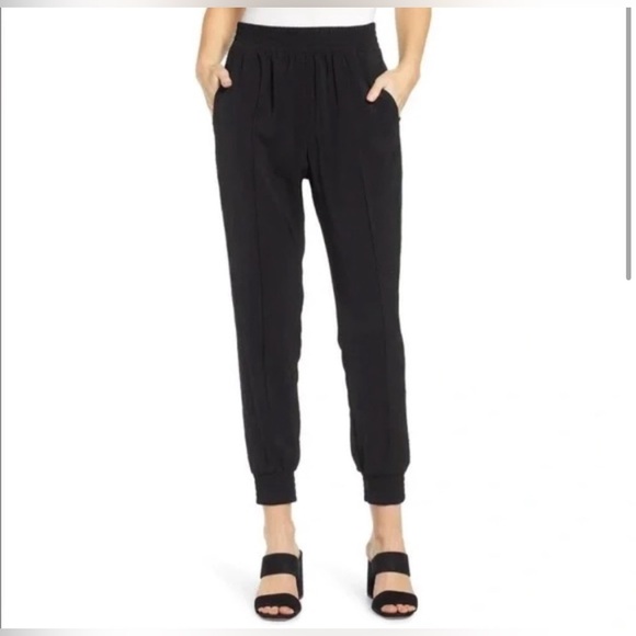 Wayf Black Track Pants with Elastic Cuffs and Tapered Fit - Picture 2 of 6